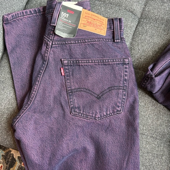 NWT Levi’s 501 90s Women’s purple acid wash size 24 x 30 mid rise straight leg - Picture 11 of 13